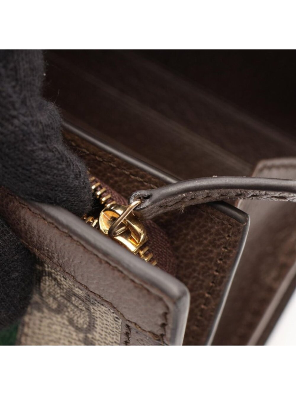 Gucci Bifold Wallet Ophidia GG Sherry Line Beige Brown Green Leather - Picture 7 of 8
